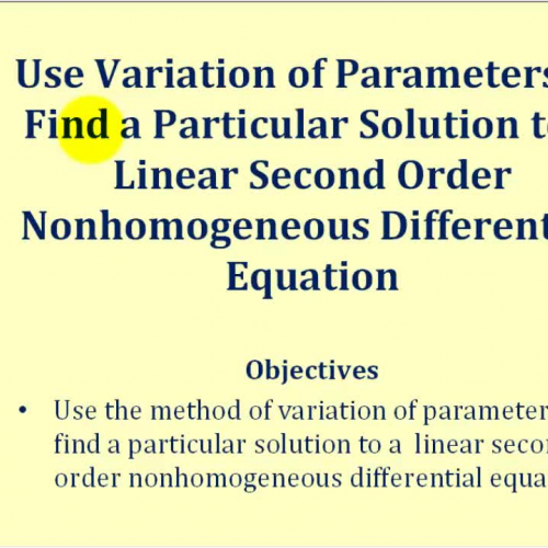 Variation Parameters Partic Sol Ex