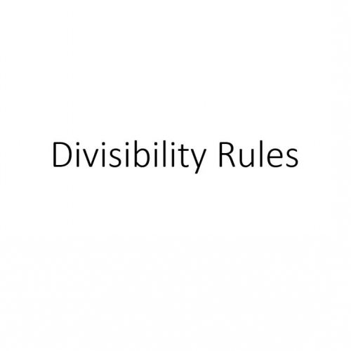 Divisibility Rules