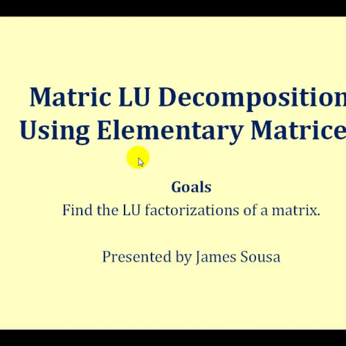 L U Decomp Elem Matrices