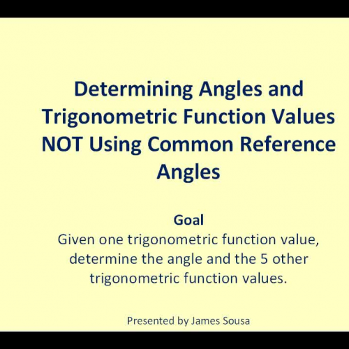Angles Trig Funct Values N O T Ref