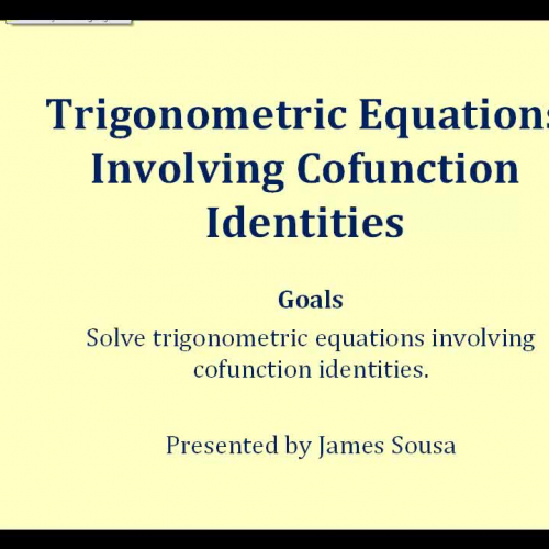 Cofunction Trig Equations