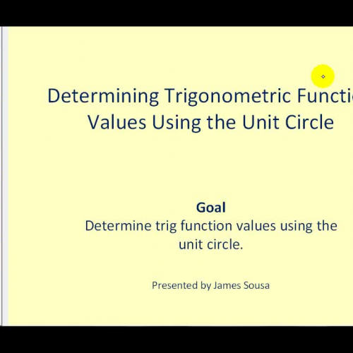 Trig Function Values Using Unit Circle