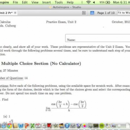 Unit 2 Practice Exam Problem 1