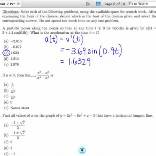 Unit 2 Practice Exam Problem 16