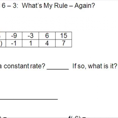 TOPIC 6 - 3 What’s My Rule - Again