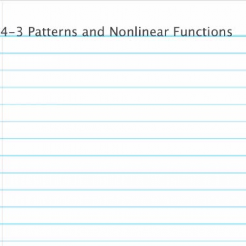 4-3 Patterns and Nonlinear Functions