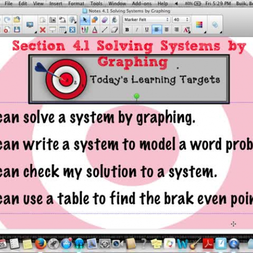 Lesson 4.1 Solving Systems by Graphing
