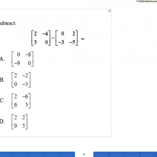 Math HSPE Matrices subtraction