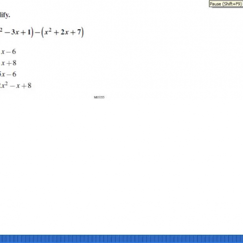 Polynomials- subtraction 1