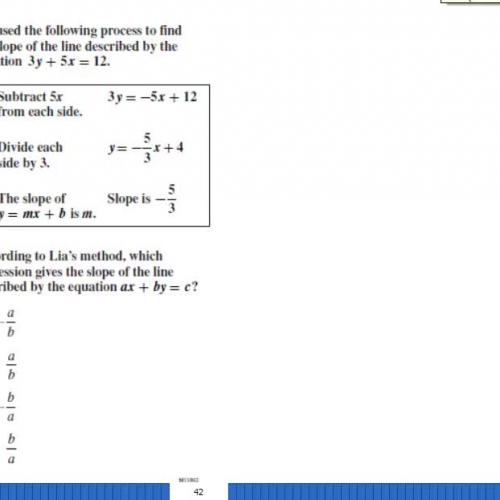 Slope intercept form