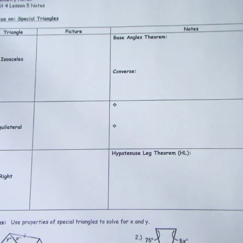 Special Triangles - Vocab &amp; Notes