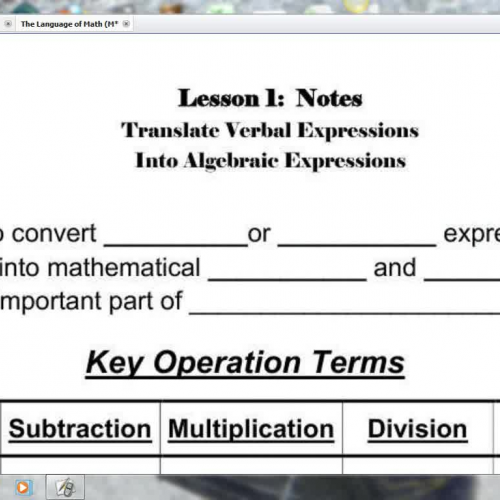 Lesson 1-  Translate Verbal Expressions into 