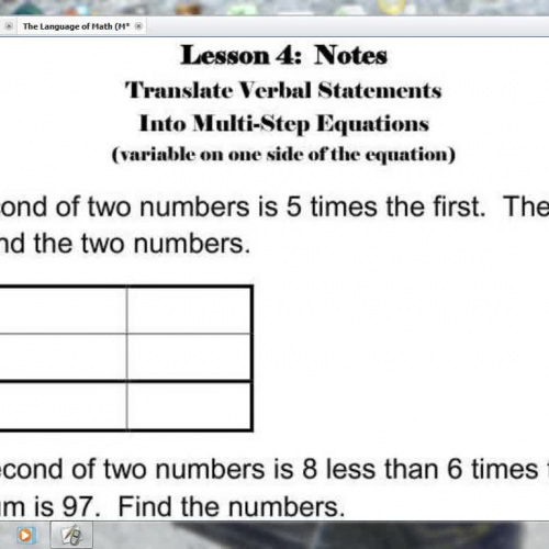 Lesson 4 - Translate Verbal Statements into M