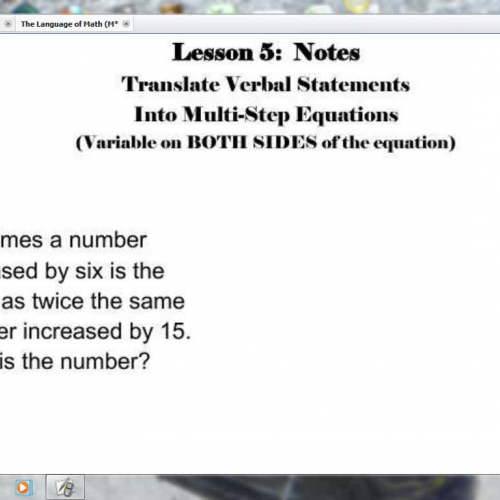 Lesson 5 - Translate Verbal Statements into M