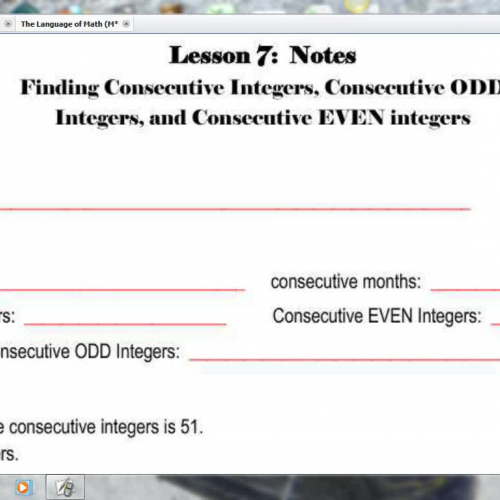 Lesson 7 -Consecutive Integers