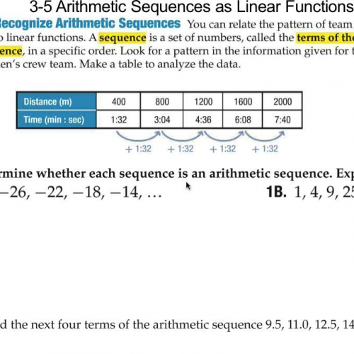 3-5 Arithmetic Sequences as Linear Functions