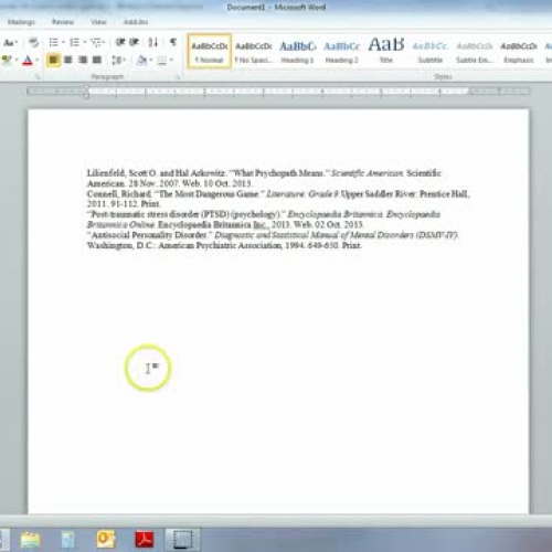 Set up for Works Cited Page