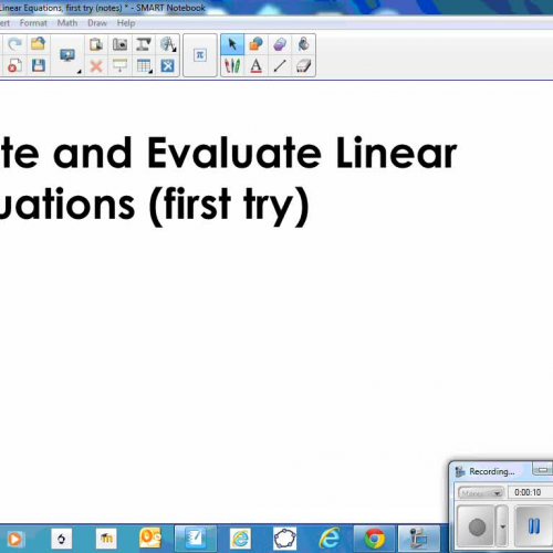 Write and Evaluate Linear Equations, first tr