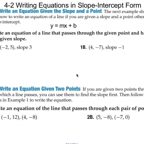 4-2 Writing Equations in Slope-Intercept Form