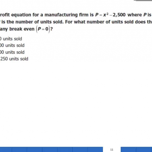 Quadratic equation for zero profit