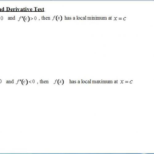 AP Calculus Notes The Second Derivative Test