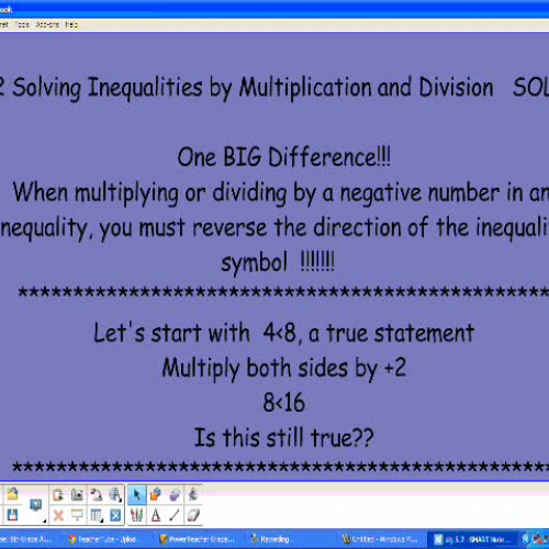 Algebra Lesson 5.2 Ineq. with mult. and div.