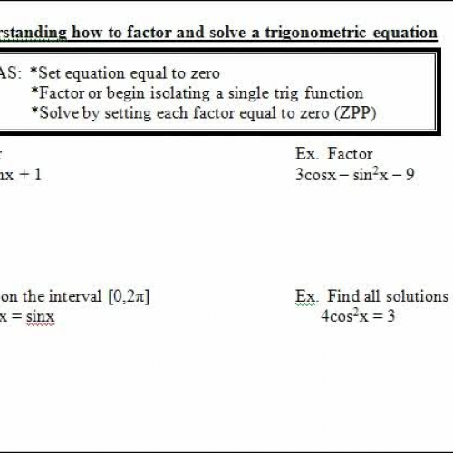 5.1  underst solving and factoring trig eq