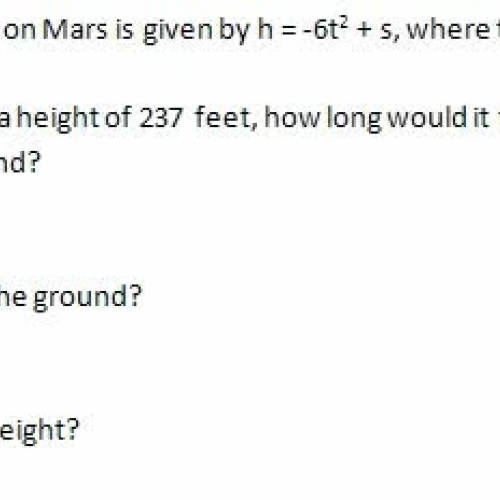 alg 2 S T U D Y G U I D E #35 falling object