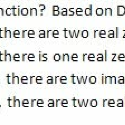 alg 2 S T U D Y G U I D E #39 discriminant