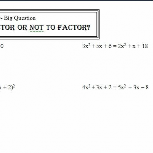 ch.1 0 factor or not 0