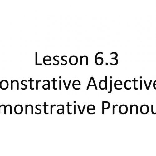 Lesson 6.3 - Demonstrative Adjectives and Dem