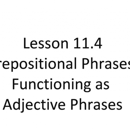 Lesson 11.4 - Prepositional Phrases Functioni