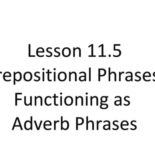 Lesson 11.5 - Prepositional Phrases Functioni