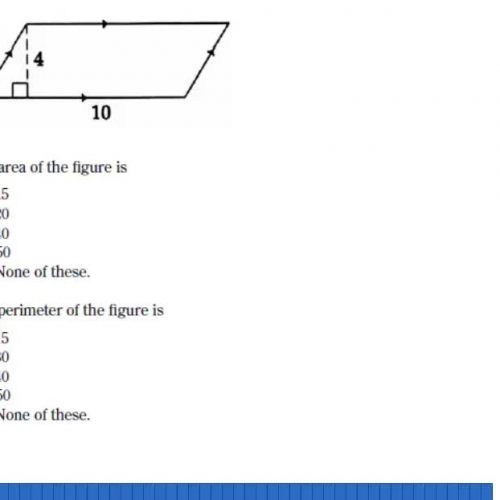 Area, perimeter, angle measure