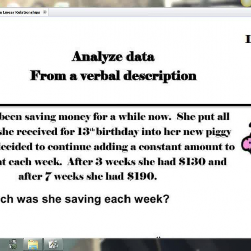 Linear Relationships-4- Analyze Data from a V