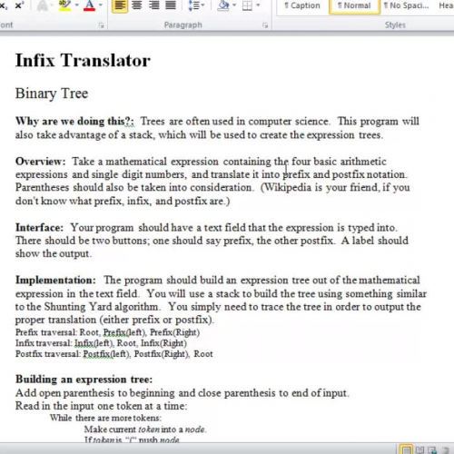 Infix Translator Part  1