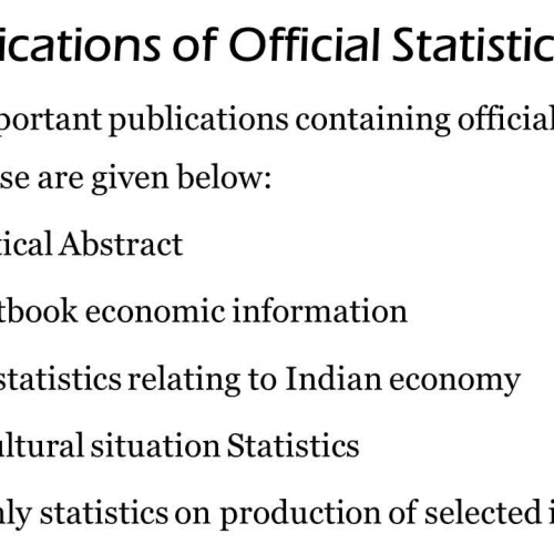 Important Publication of Official Statistics