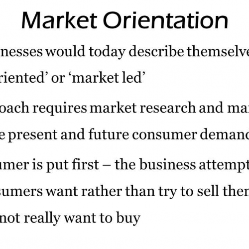 Market Orientation and Product Orientation