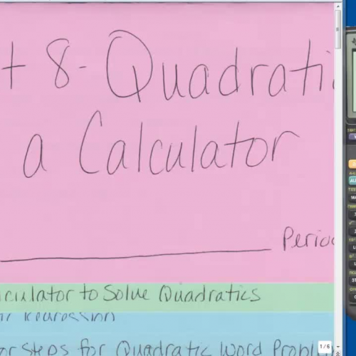 Unit 8 - Quadratics on a Calculator Foldable 