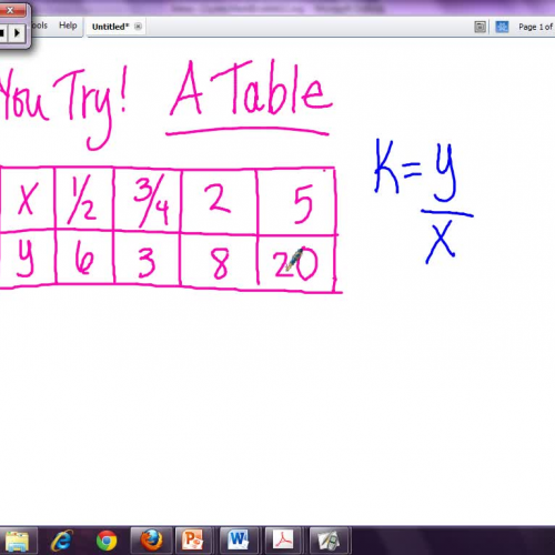 Finding the constant using a table, equation 