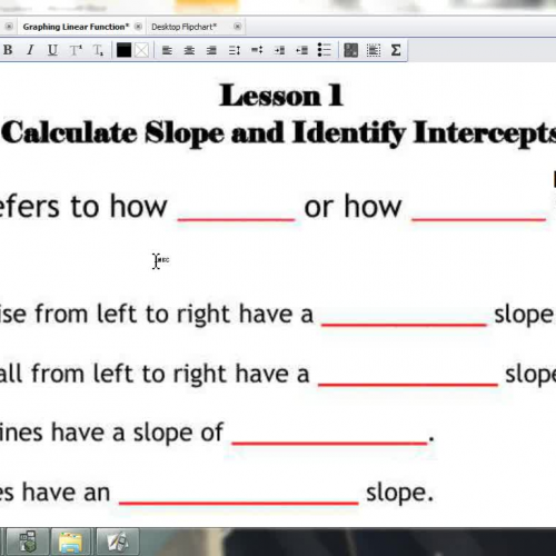 Lesson 1- Calculate Slope and Identify Interc