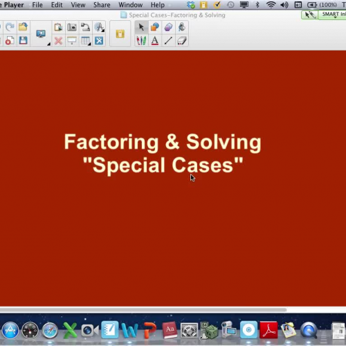 Special Cases-Factoring and Solving Quadratic