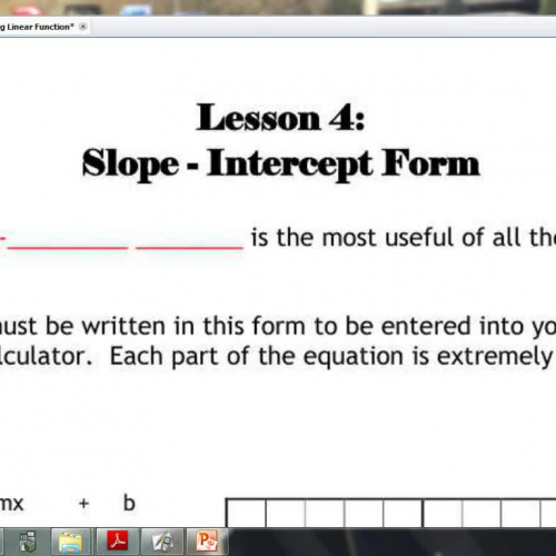 Lesson 4- Slope-Intercept Form