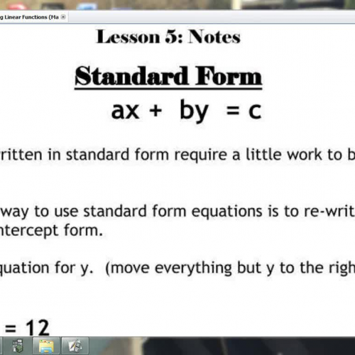 Lesson 5 - Graphing Lines from Standard Form