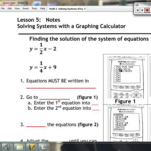 L5- Solve Systems with a Graphing Calculator