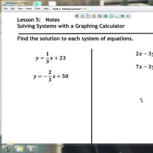 L5 -Solve Systems with a Graphing Calculator 