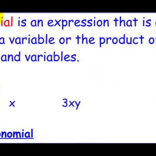 8-1 Introduction to Polynomials Example 1