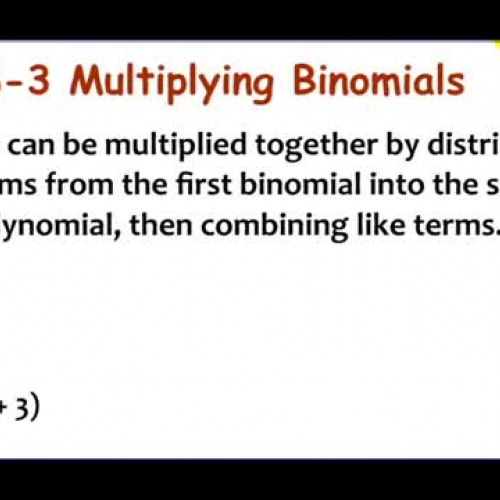 8-3 Example 1 Multiplying Binomials