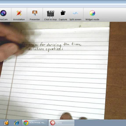 Diagram for deriving the time dilation equati