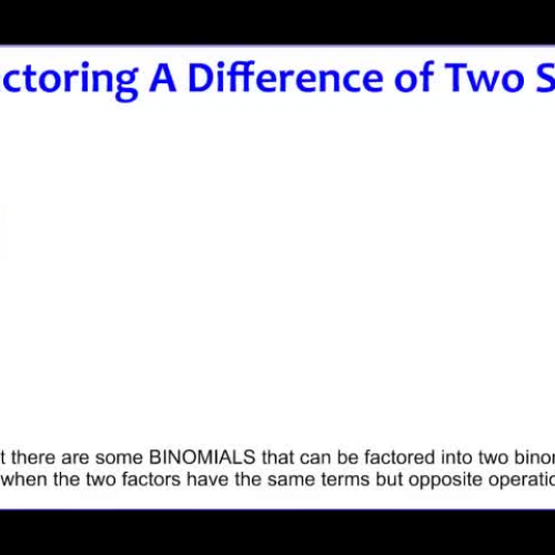 8-7 A Difference of Two Squares